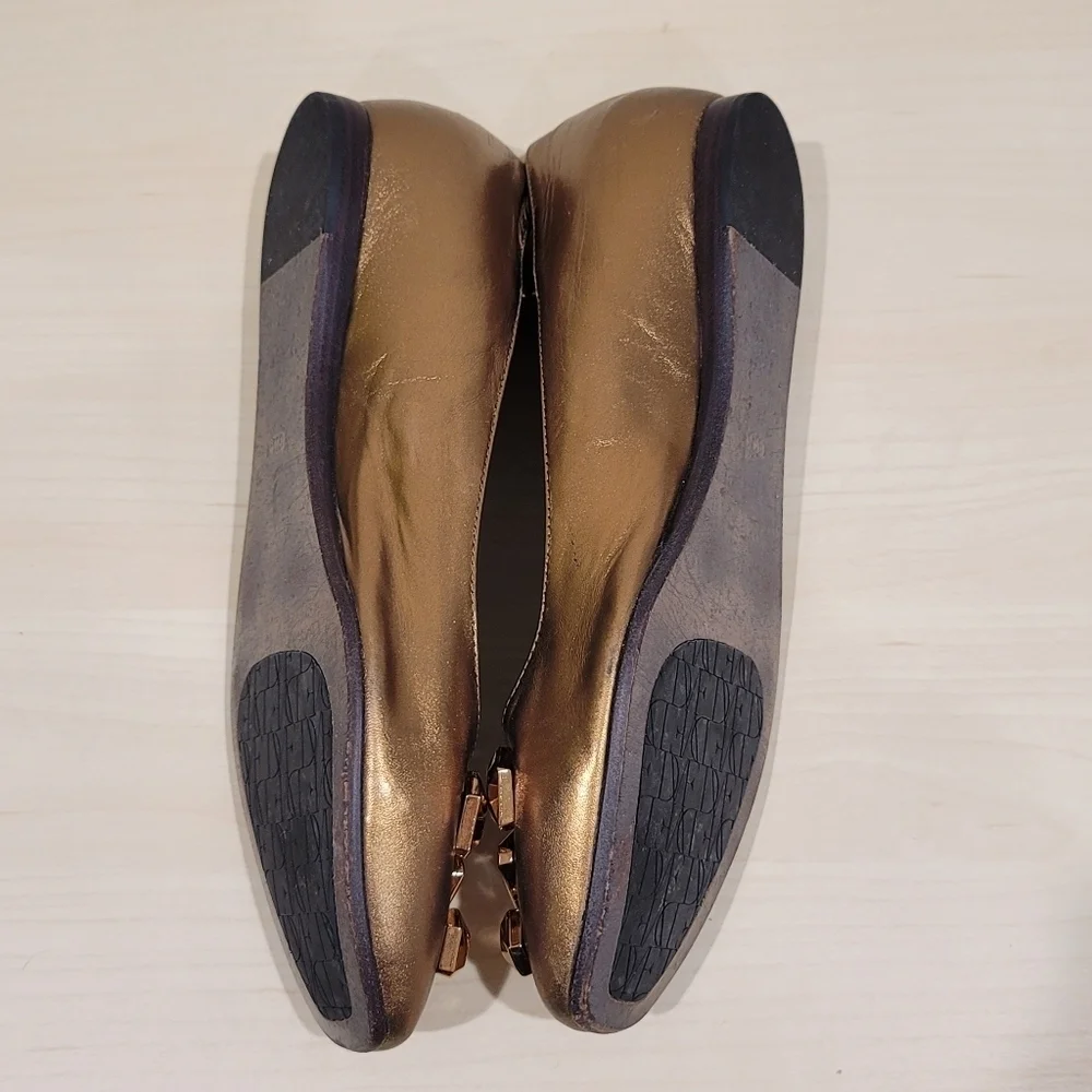 Sz 8.5M Gold Diane von Furstenberg Ballet Flats Jewel Embellishments